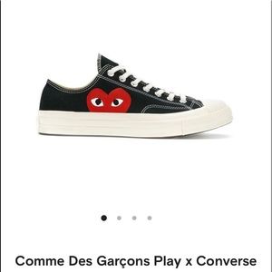 Converse ox black shoes with red heart